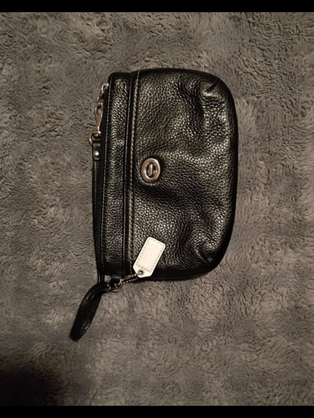 Black Leather Wristlet Clutch